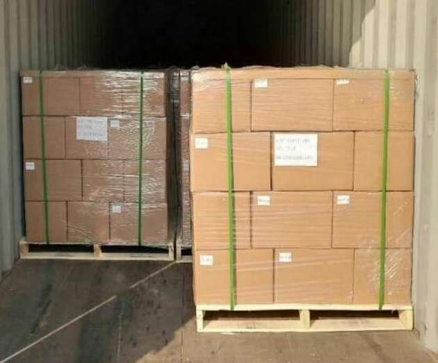 Finished fire tables crated and palletised for delivery